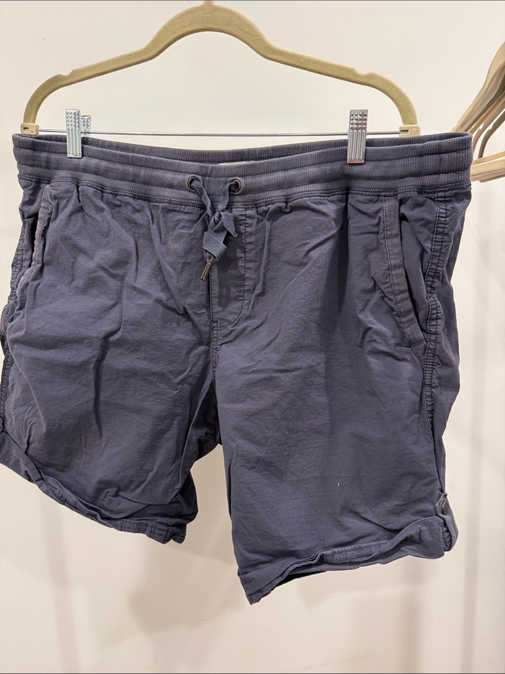 L.L. Bean Navy Roll-Tab Shorts with Branded Button